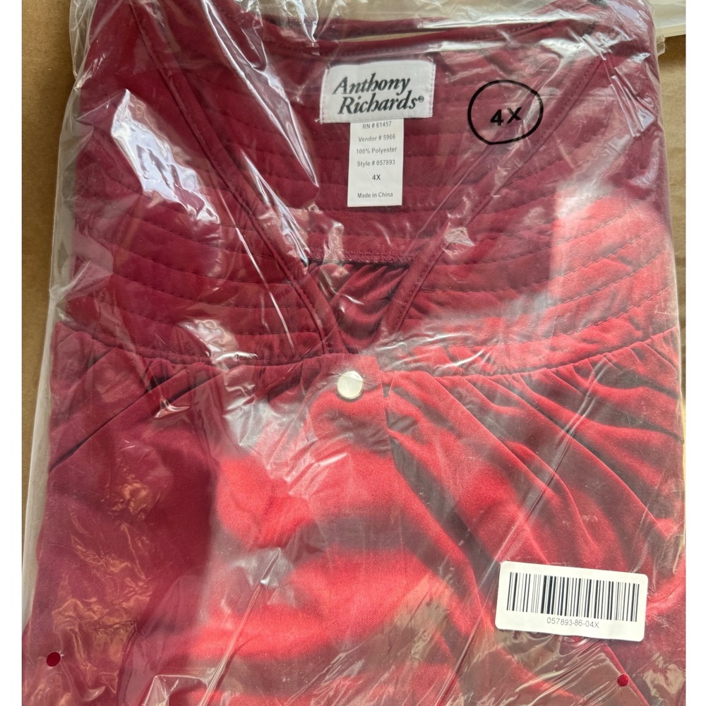 Anthony Richard's- Polyester Snap-Front Duster-4X-New-Maroon Red - Picture 5 of 6
